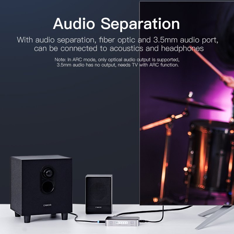 Vention HDMI Switch 3-Port 4K 1.4 with Audio Separation AFJH0
