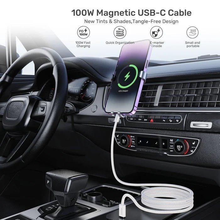 Unitek MC USB-C Cable 100W Magnetic 1.0m White C1414AWH-1M