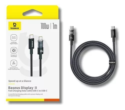 Baseus Cable USB-C to USB-C Display 2 Series Braided 100W 2.0m Black