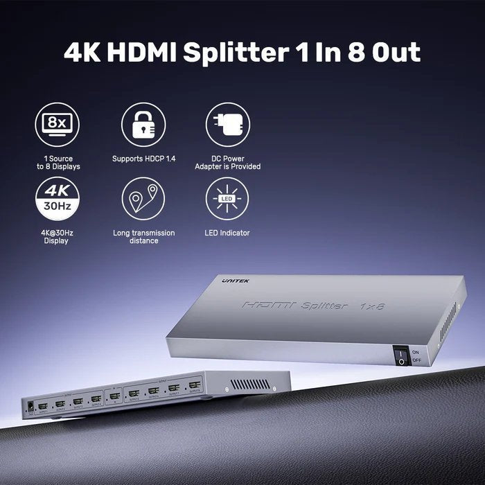 Unitek HDMI Splitter 1×8 4K30Hz V1132A