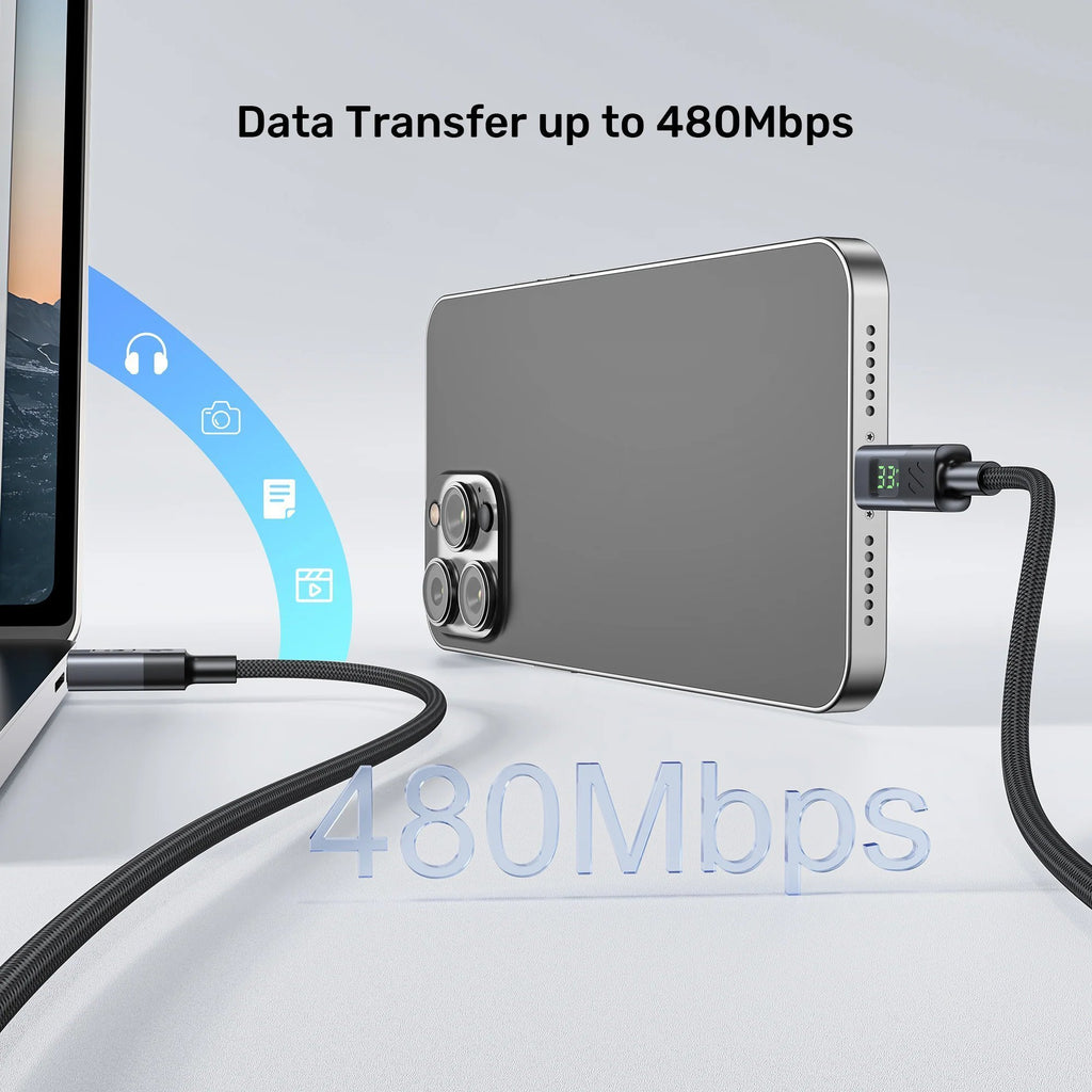 Unitek USB-C Cable PD60W Braided with Display 3.0m C14158A-3M