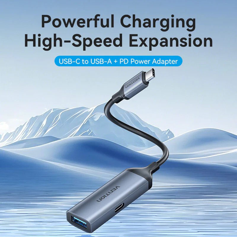 Vention Converter USB-C M to USB-A F & 100W PD CCBHB