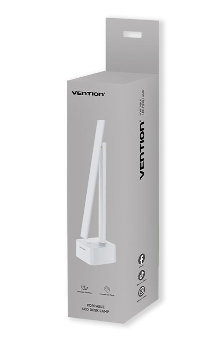 Vention USB Rechargeable Aluminium Foldable Desk Lamp White PDBW0