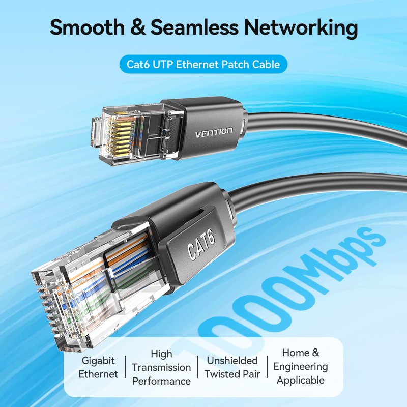 Vention NETWORK Cable CAT6 UTP 15.0m Black IBRBN