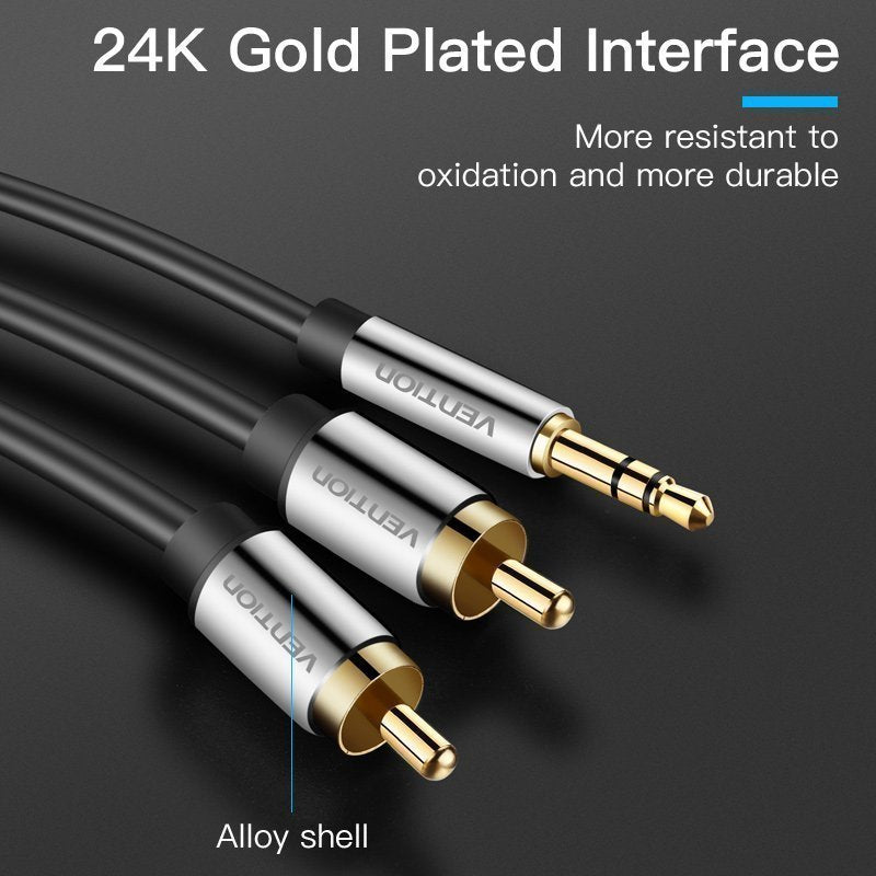 Vention AUDIO 3.5mm to 2RCA M-M Cable Metal 1.5m BCFBG