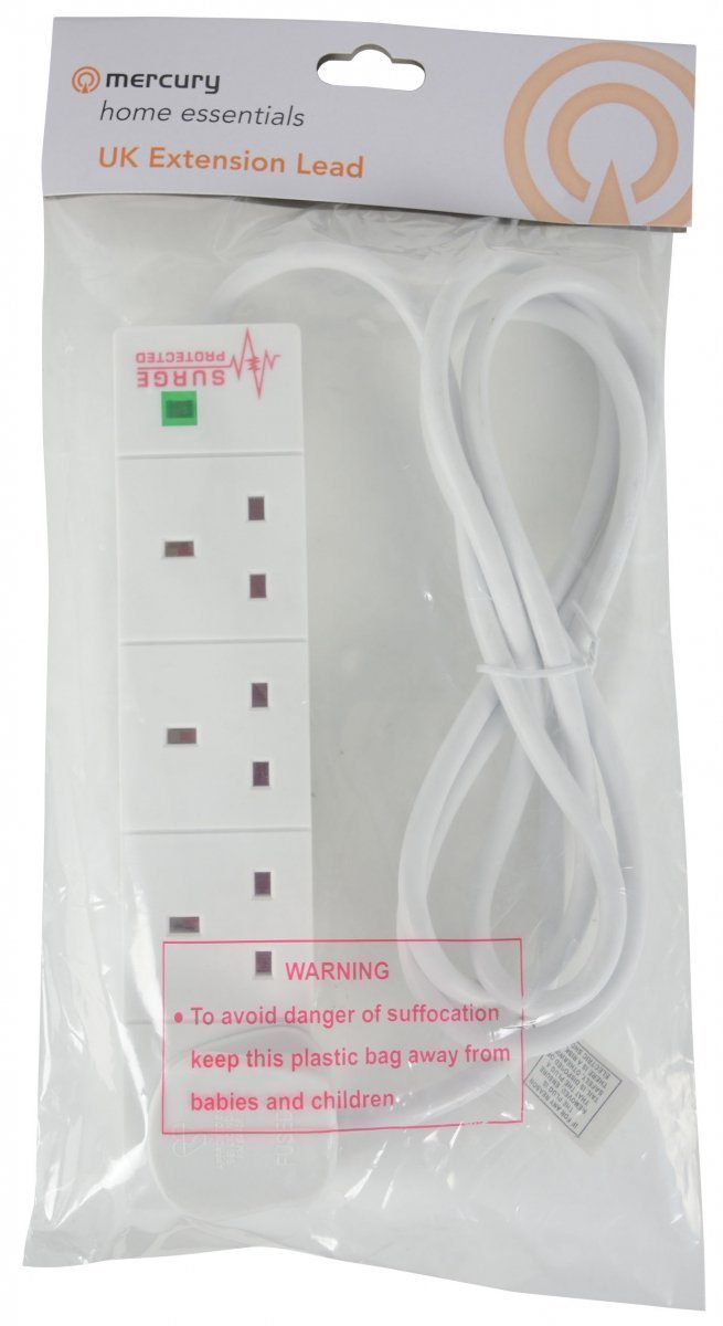 Mercury Power Extension Lead 4-Gang 2.0m Surge 430.009UK