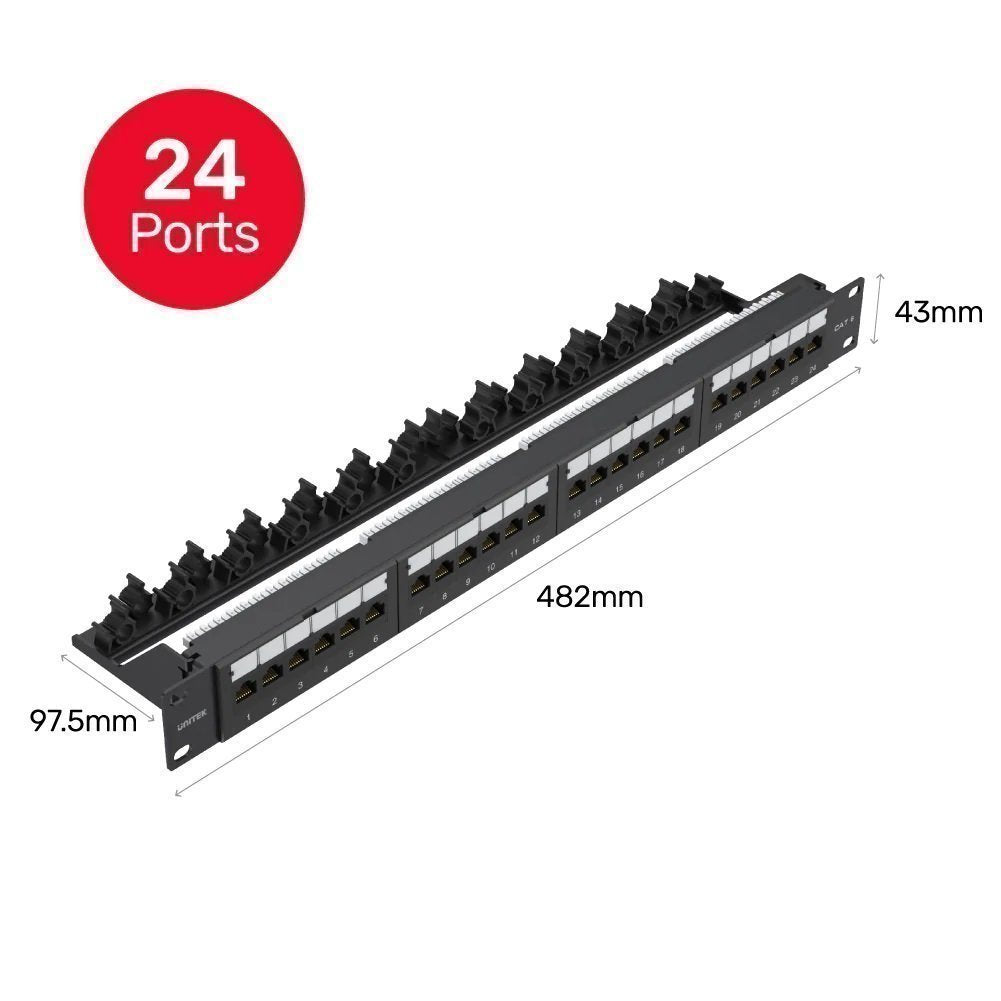 Unitek Network 24-Port CAT6 UTP Patch Panel T003A