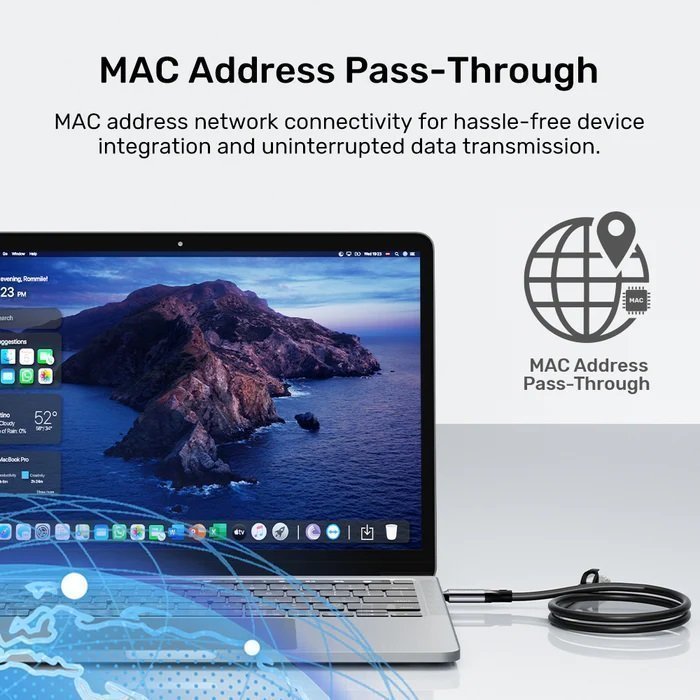 Unitek Converter USB-C to Gigabit Ethernet Cable 2.0m