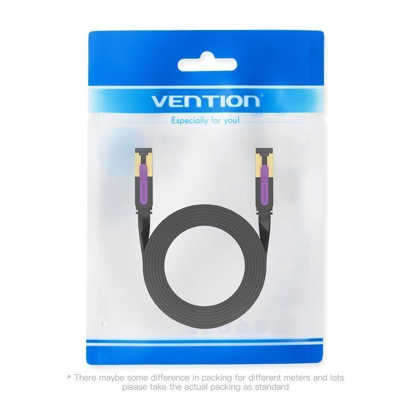 Vention NETWORK Cable CAT7 Flat 15.0m Black ICABN