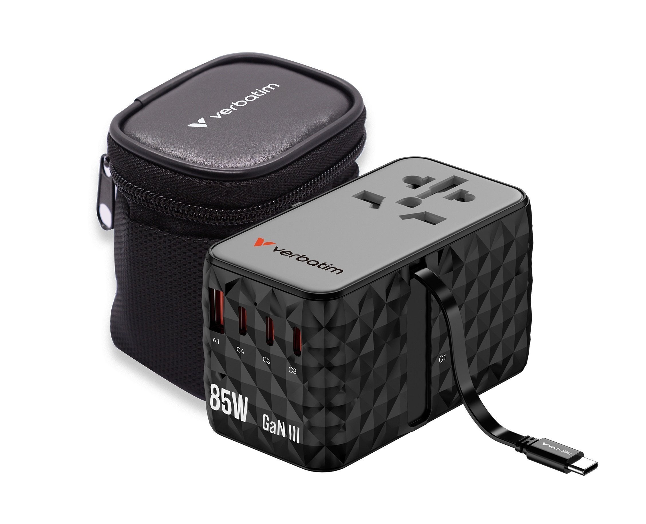 Verbatim Universal Charger Travel Adapter USB-C Retractable Cable 85W CNT-02