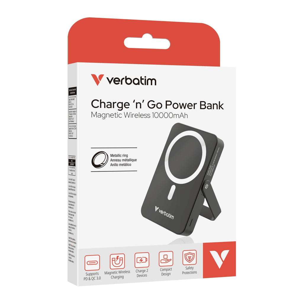 Verbatim Powerbank Wireless Magnetic 10000 with Stand Black 32264