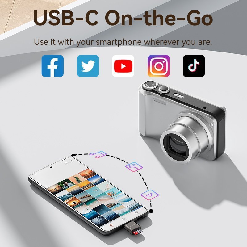 Vention Card Reader USB-C for Micro SD Cards Metal CLMH0