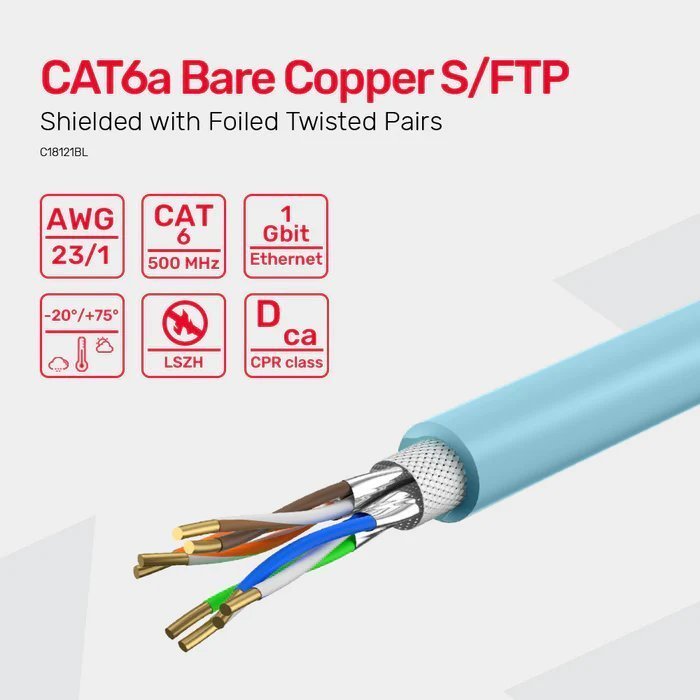 Unitek Network Cable CAT6A S/FTP CPR LSZH 23AWG 305m C18121BL Blue