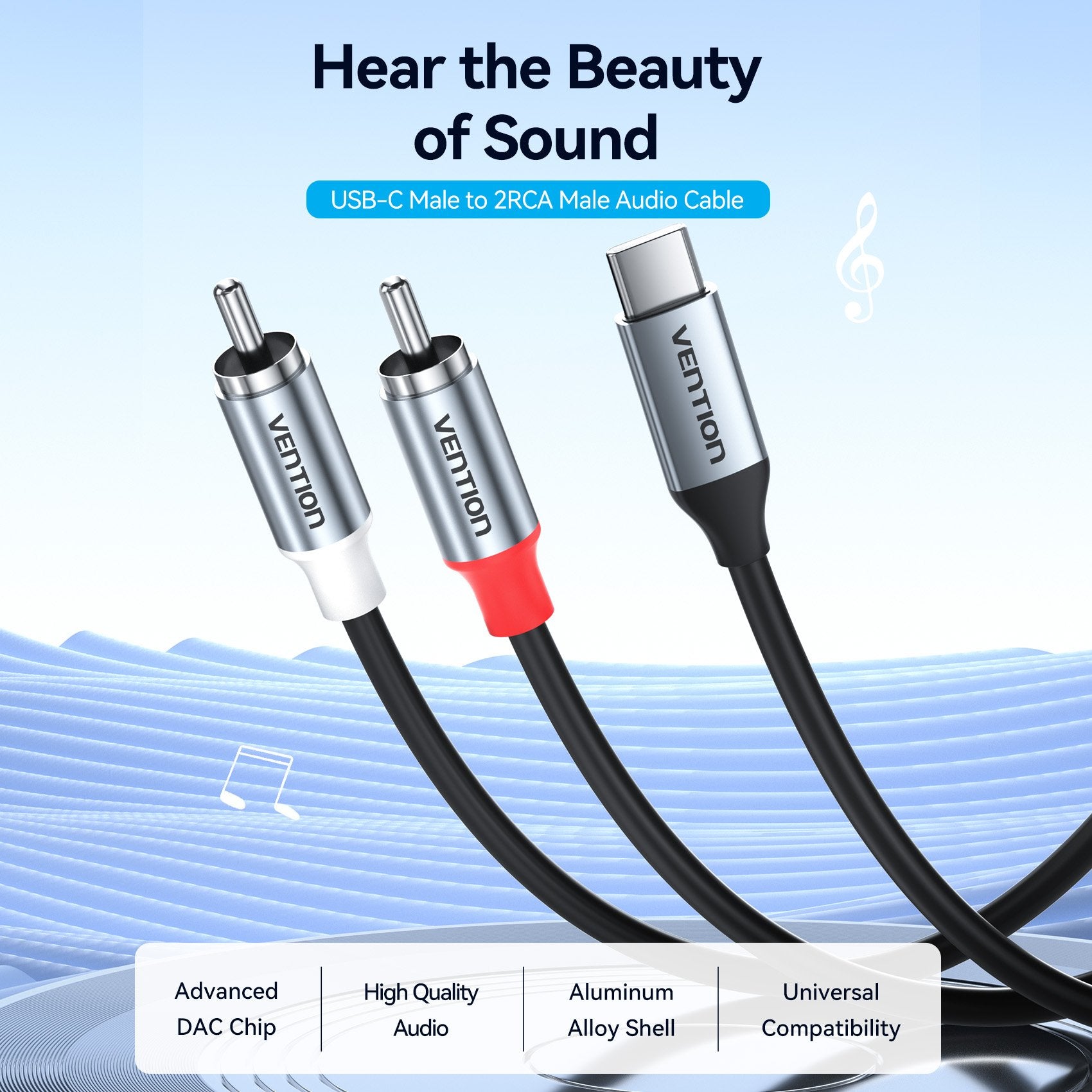Vention AUDIO CONVERTER USB-C to 2RCA Male Cable 2.0m BIKHH