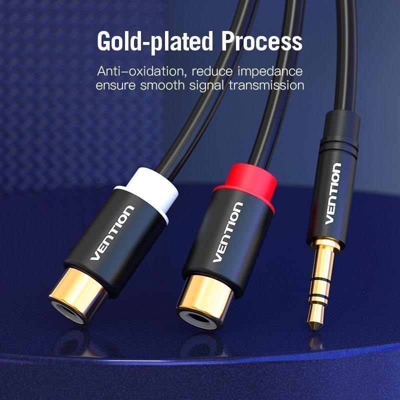 Vention AUDIO 3.5mm M to 2RCA F Cable 0.3m VAB-R02-B030