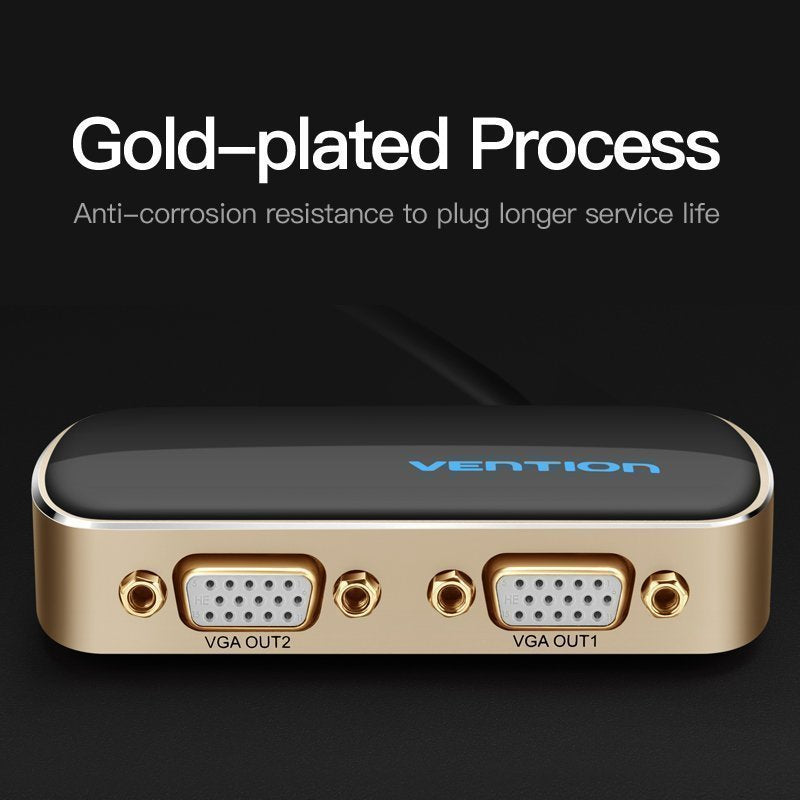 Vention VGA Splitter 2-Port with Power & VGA Cable 1.0m DBABF