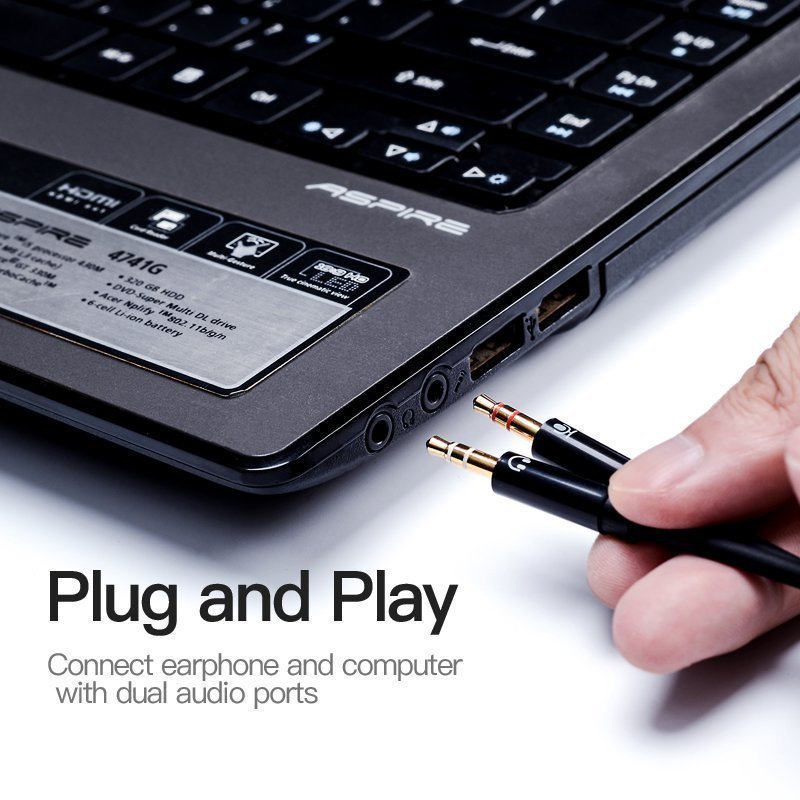 Vention AUDIO 3.5mm F to 2×3.5mm M Splitter Cable 0.3m BBTBY
