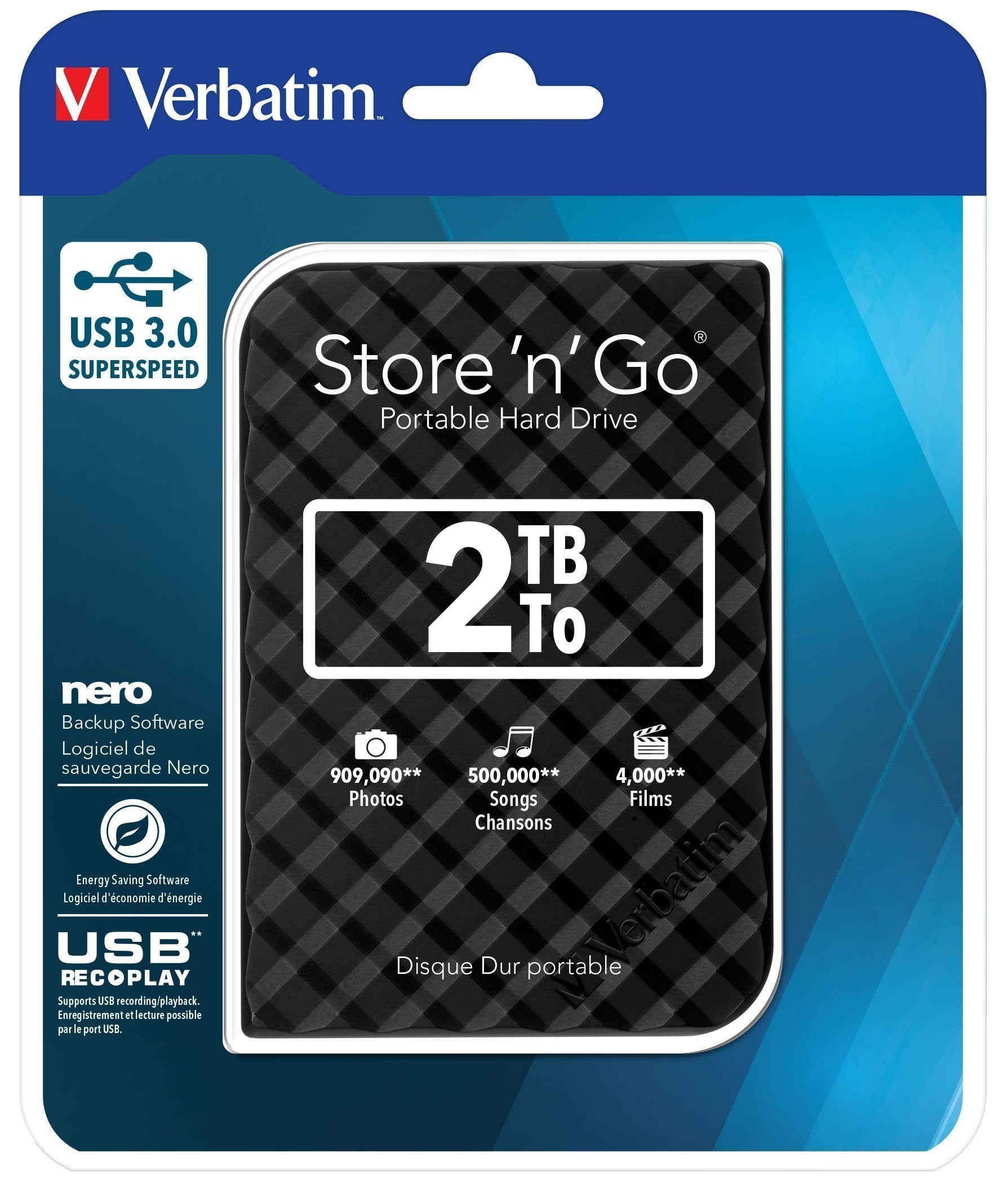 Verbatim HDD External STORE’N’GO 2.5” USB3.0 Slim 2TB Black