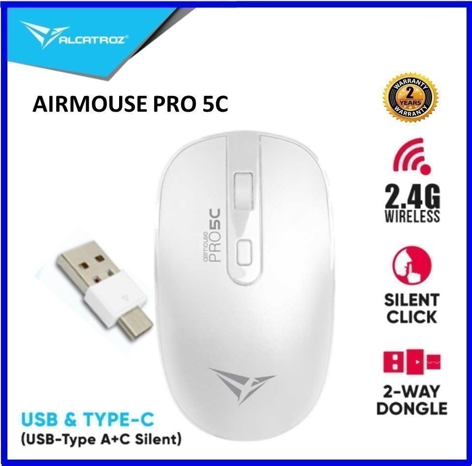 Alcatroz Airmouse Pro 5C Wireless Silent Mouse White