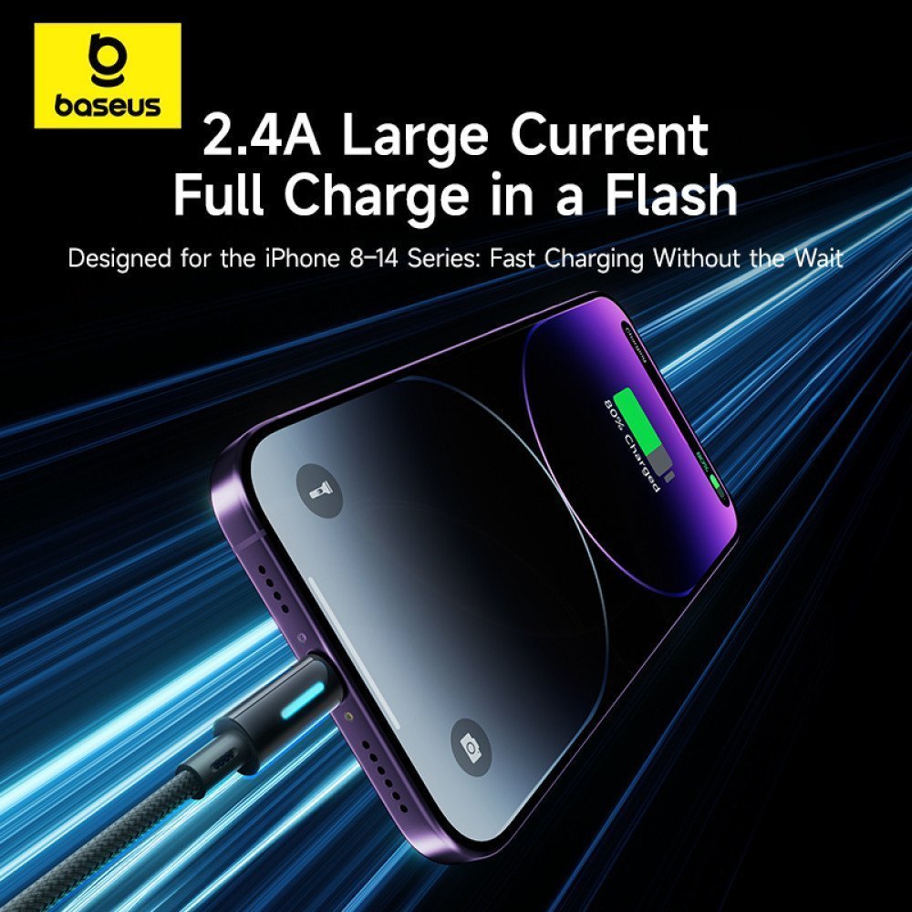 Baseus Cable Lightning to USB-A Lit Button Series 1m Cosmic Black