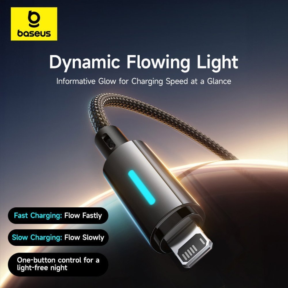 Baseus Cable Lightning to USB-A Lit Button Series 1m Cosmic Black