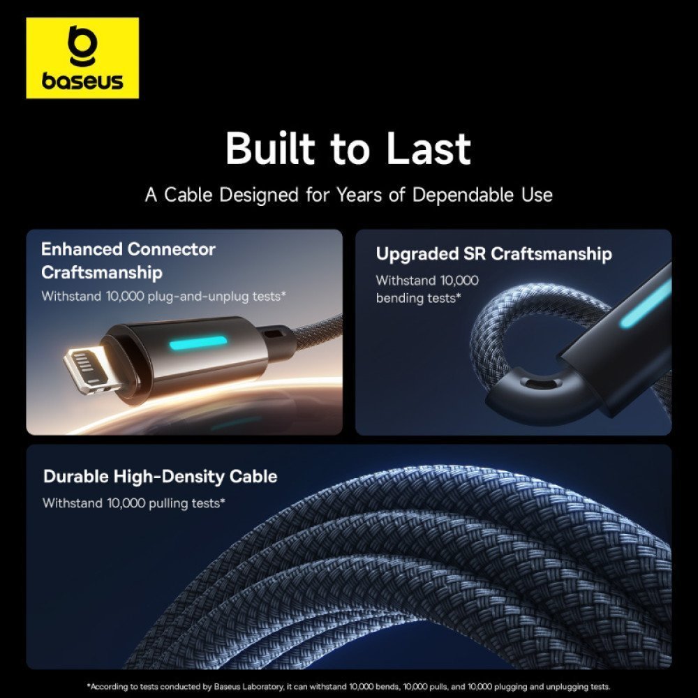 Baseus Cable Lightning to USB-A Lit Button Series 1m Cosmic Black