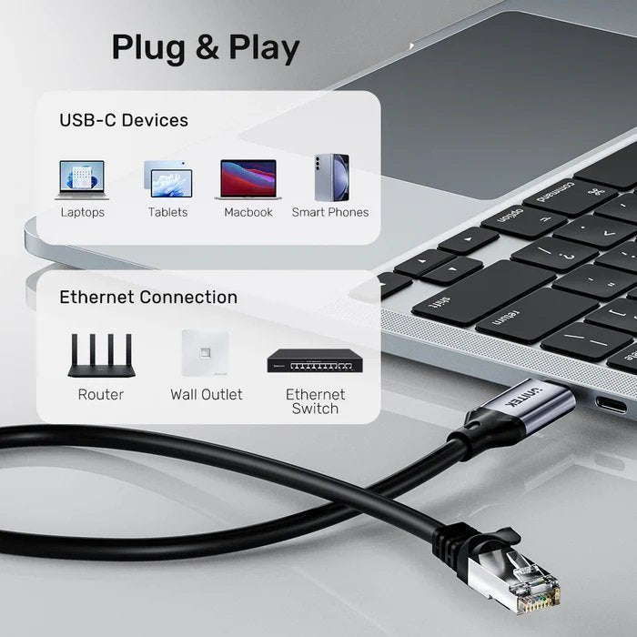 Unitek Converter USB-C to Gigabit Ethernet Cable 2.0m