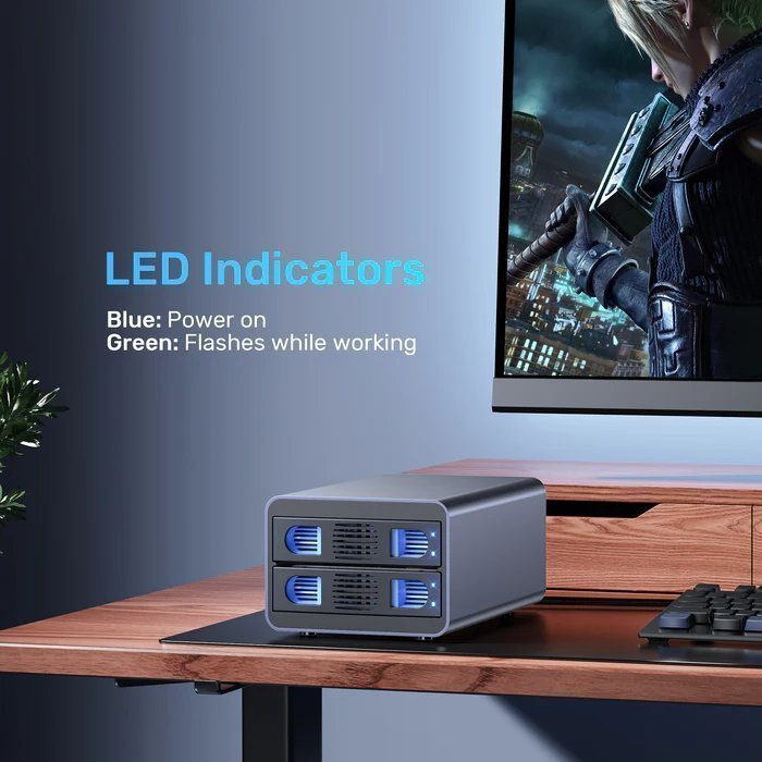 Unitek USB-C 2-Bay External SATA HDD Enclosure with RAID S1308C