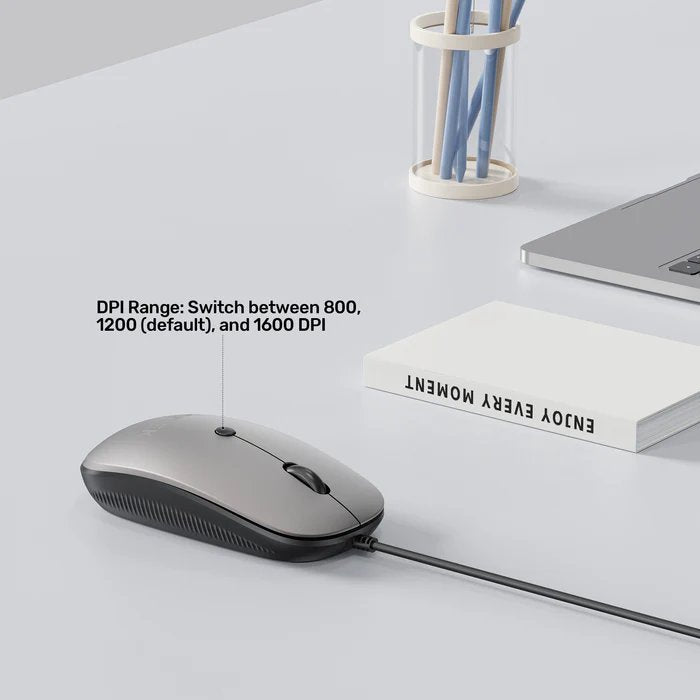 Unitek Mouse Wired USB-A SlimTrack T060 Space Grey