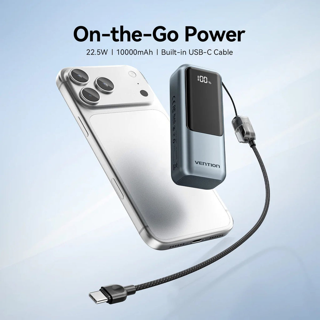 Vention Powerbank 10000mAh 22.5W Built-in USB-C Lanyard + Display FKOH0