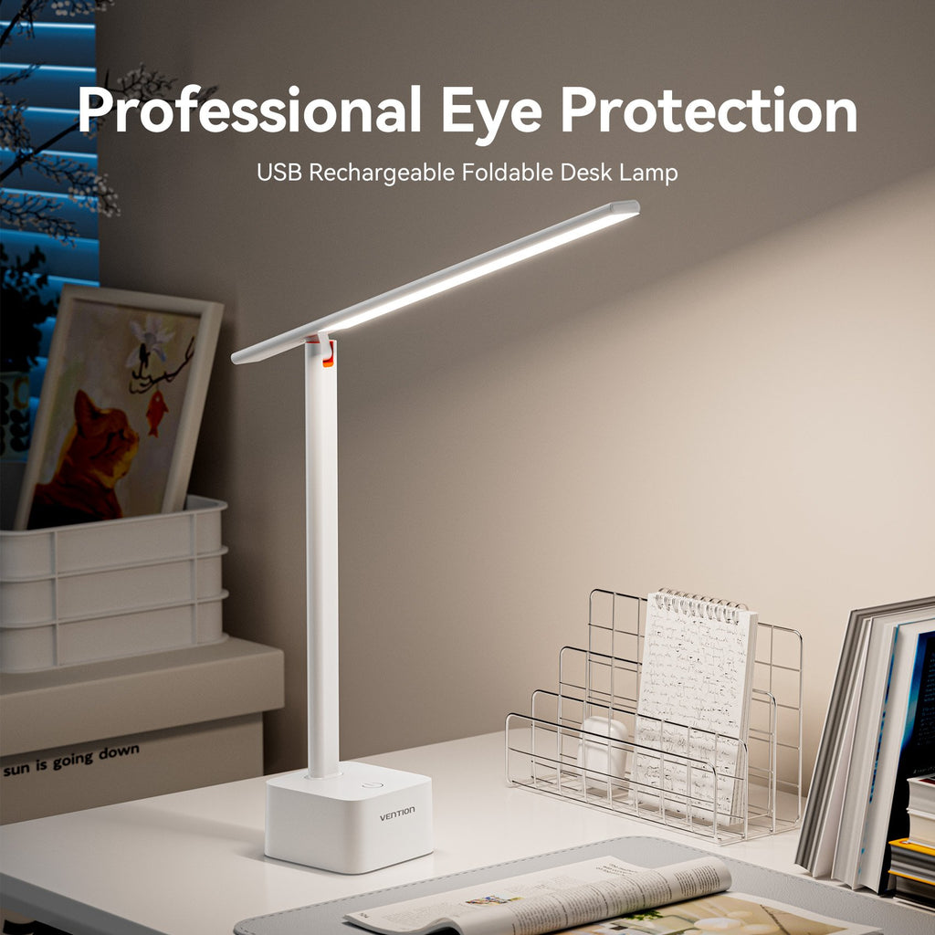 Vention USB Rechargeable Aluminium Foldable Desk Lamp White PDBW0