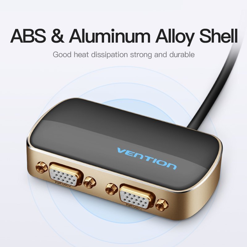 Vention VGA Splitter 2-Port with Power & VGA Cable 1.0m DBABF