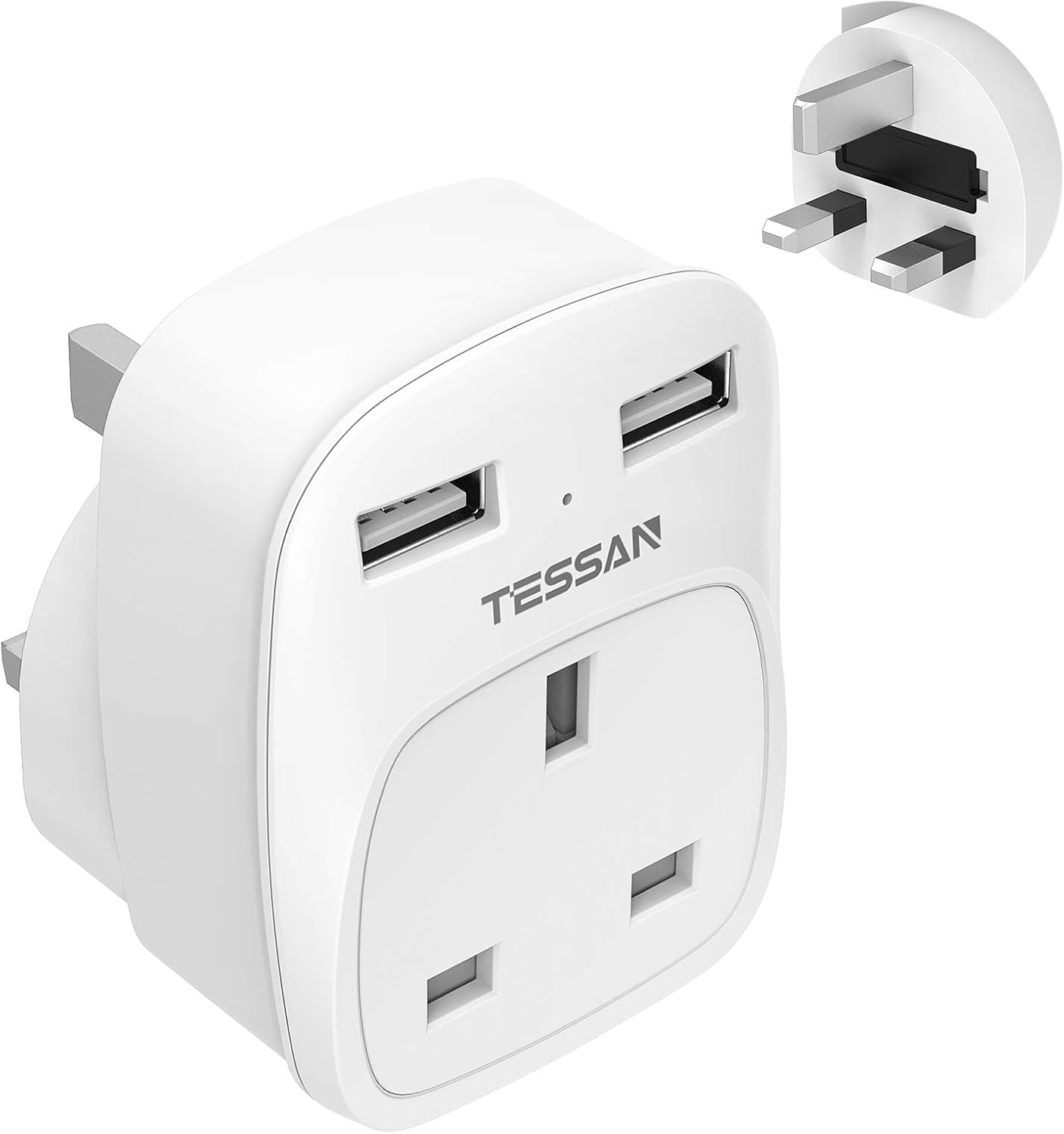 Tessan Gang plug Through UK Charger 2 USB A 13A TS-821-UK