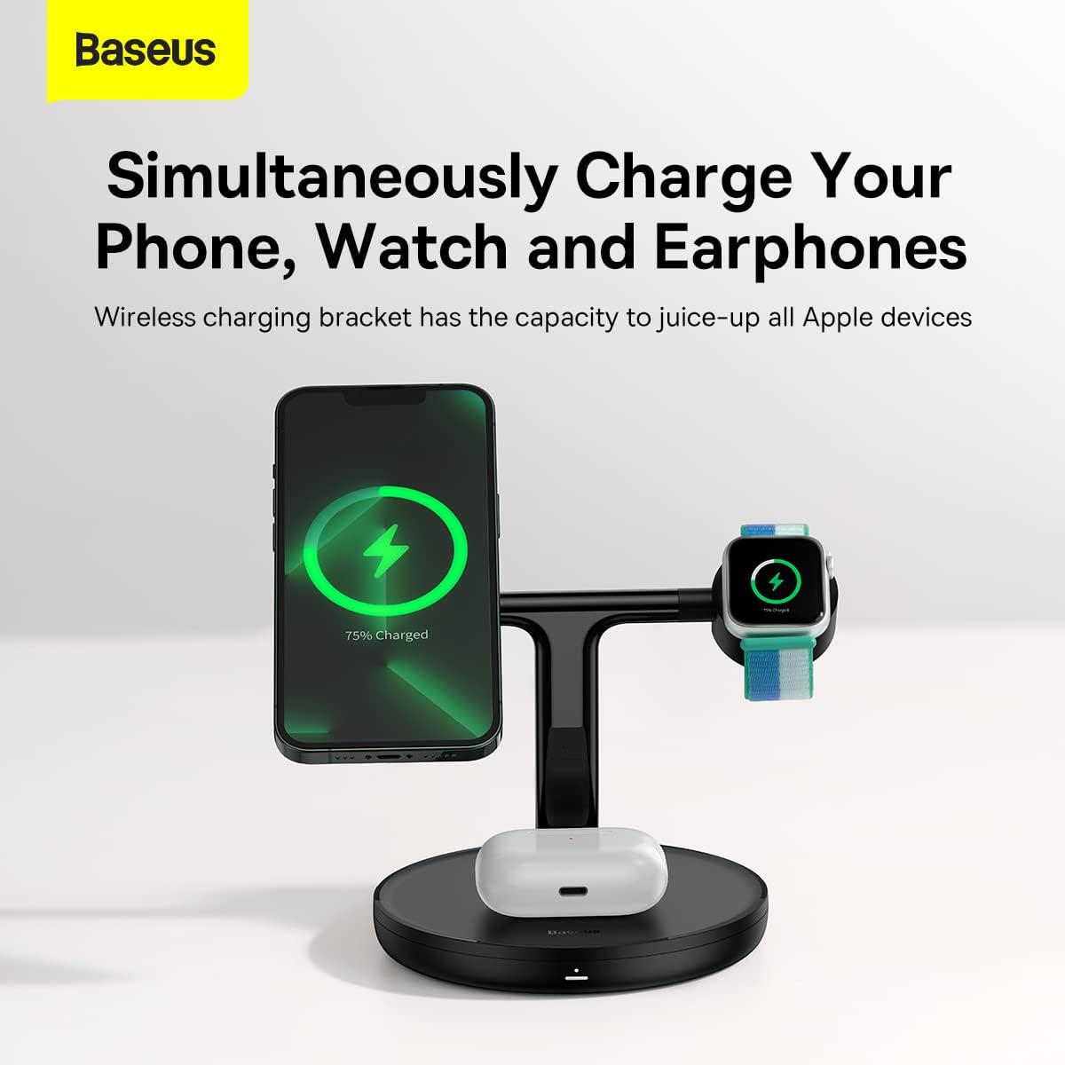 Baseus Charger Desktop Wireless 20W 3-in-1 SWAN Black