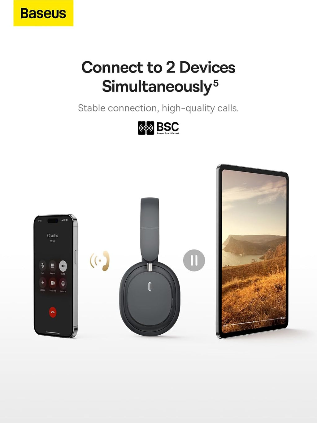 Baseus Wireless Headphones Over Ear Bowie D05 Black