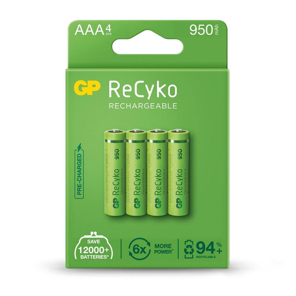 GP ReCyko+ Recharg Batteries AAA 950mah 4pcs 656.161UK