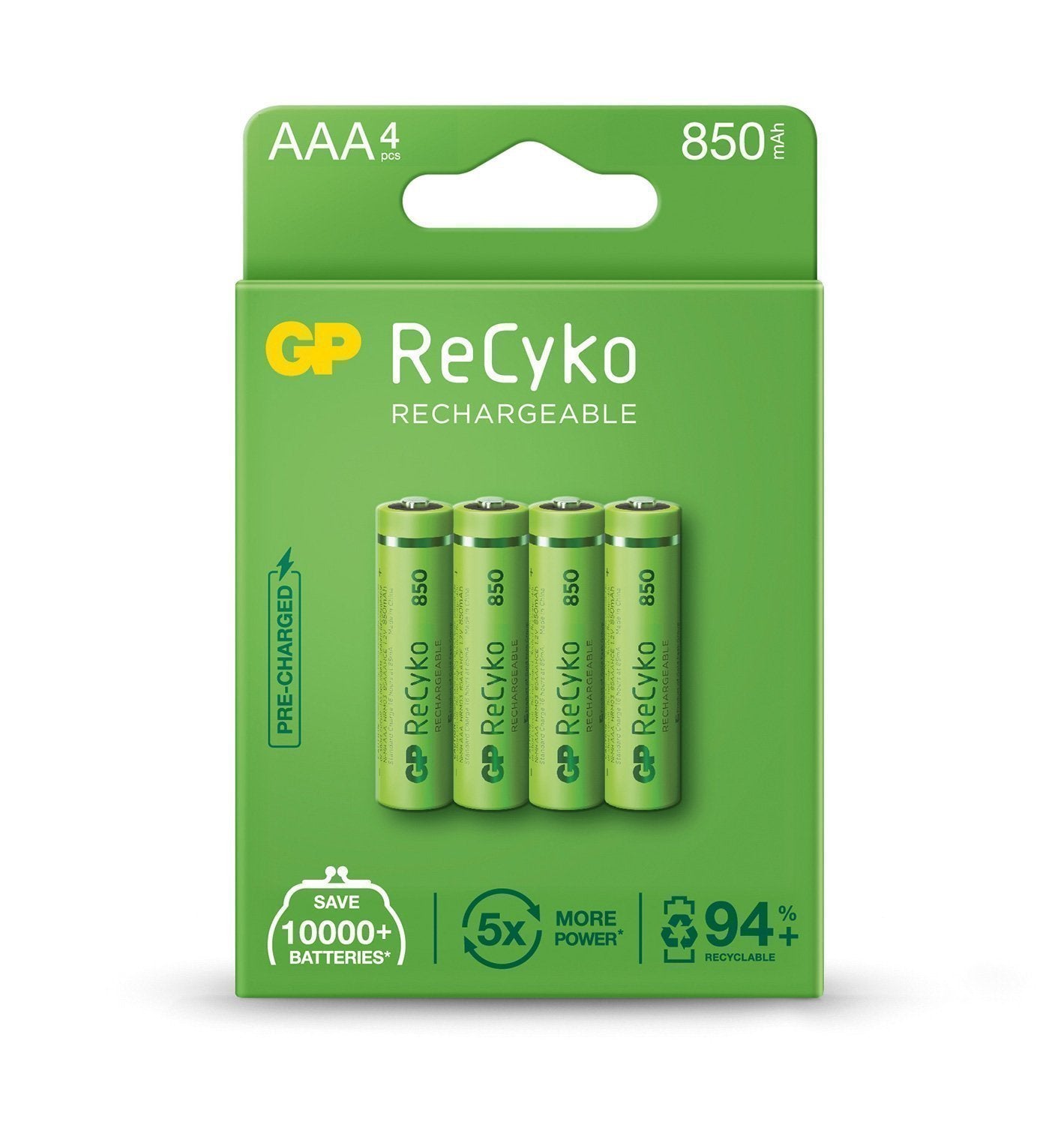 GP ReCyko+ Recharg Batteries AAA 800mah 4pcs 656.859UK