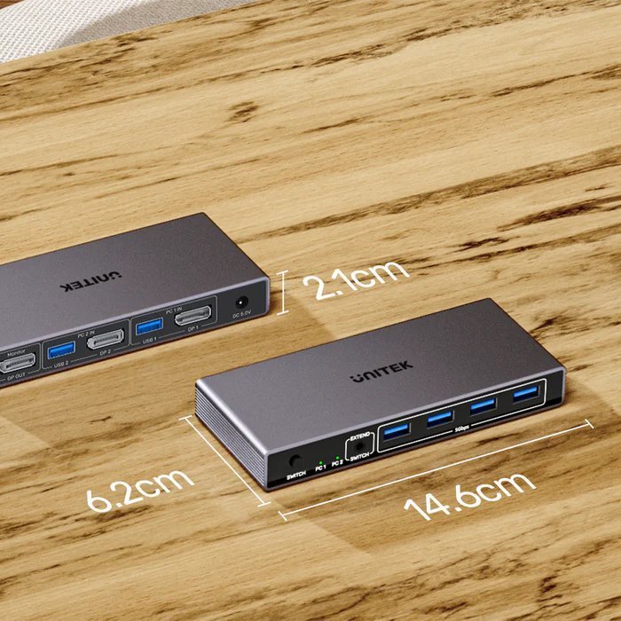 Unitek KVM DisplayPort Switch 2-1 8K60Hz with 4-Port USB 3.0 V1310A
