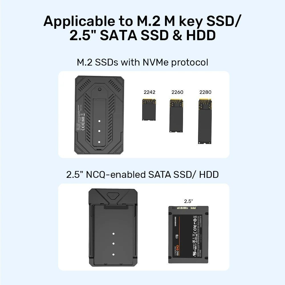 Unitek USB-C M.2 NVMe & 2.5” SATA 10Gbps Dual Enclosure S1229C