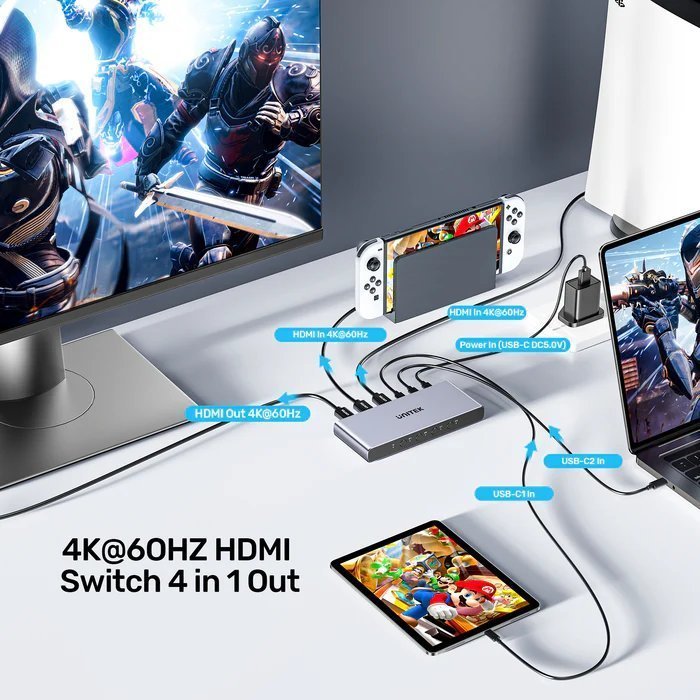 Unitek HDMI/USB-C Switch 4K 4in (2xHDMI + 2xUSB-C) 1xHDMI Out V1313A