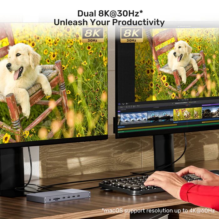 Unitek USB-C Hub Docking Station USB4 40Gbps Triple 4K Display & 2.5G Lan with 120W PSU D1117A