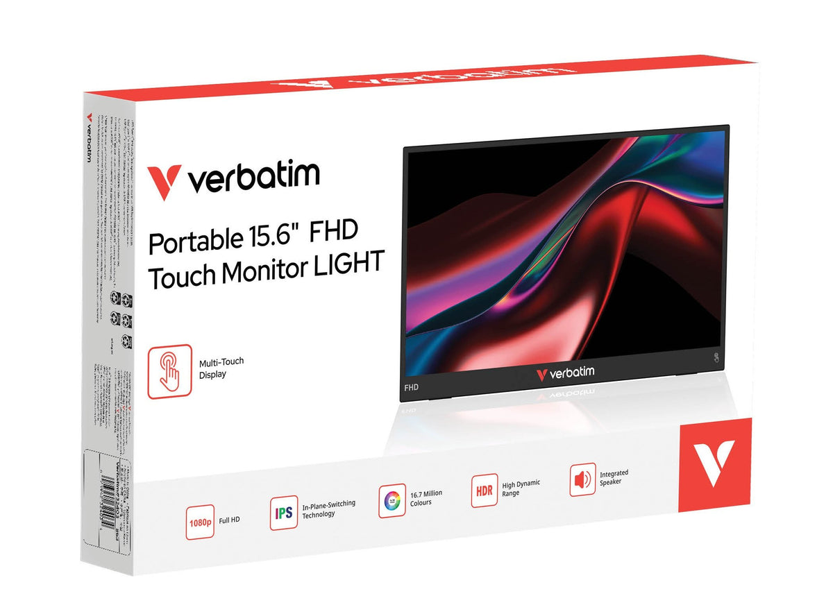 Verbatim Monitor Portable Touch 15.6″ Full-HD USB-C LIGHT Series