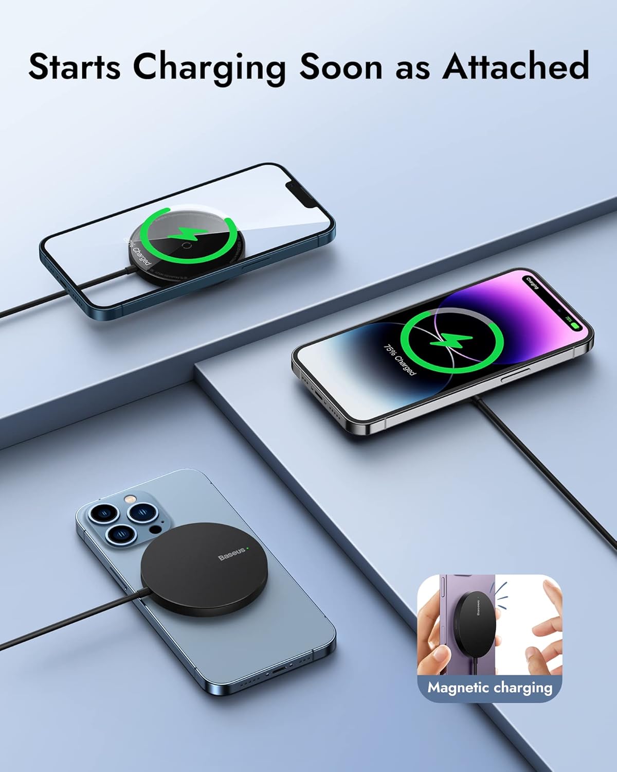 Baseus Charger Desktop Wireless 15W Magnetic Simple Mini3 Black