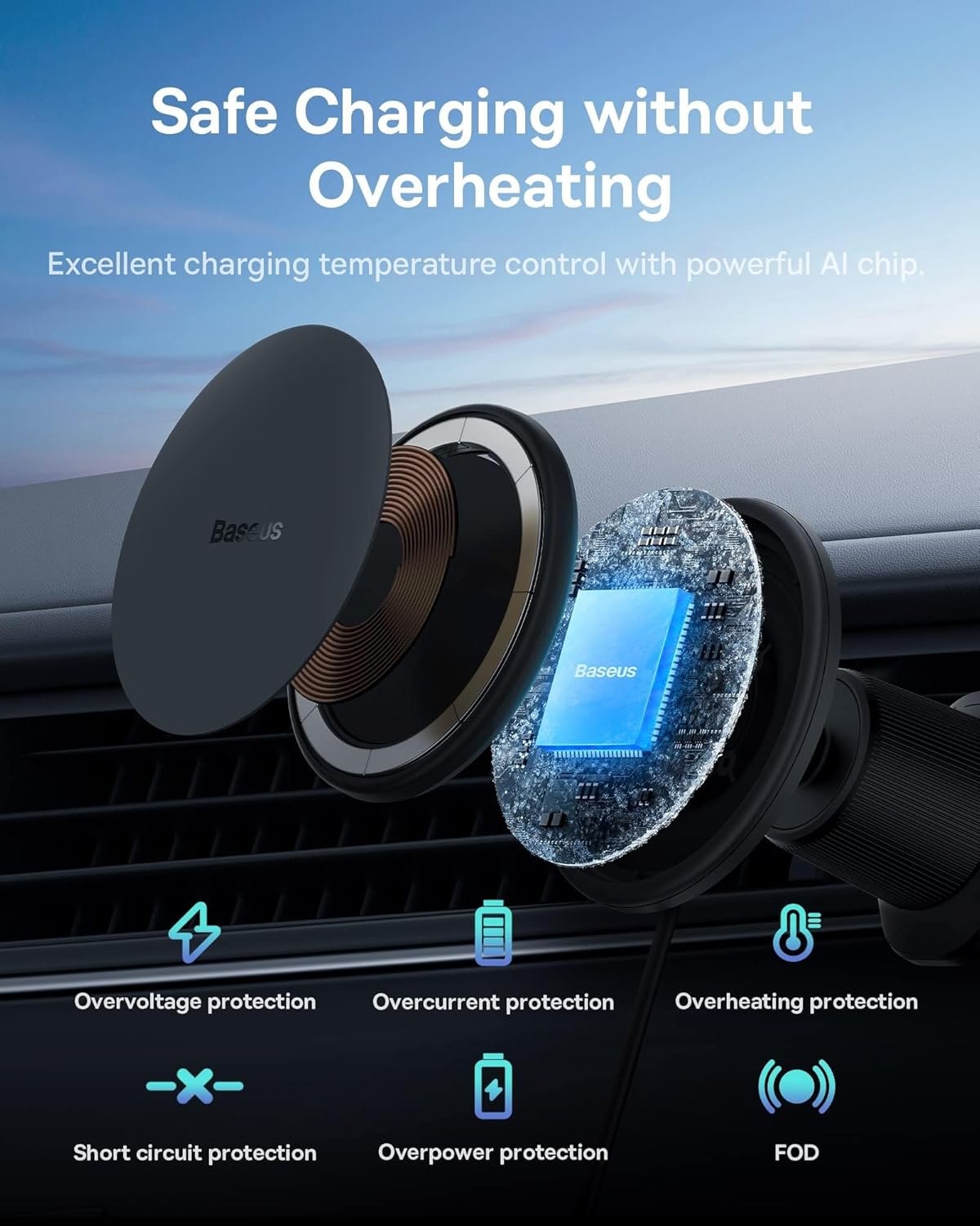 Baseus Car Charger Wireless AirVent Magnetic 15W+25W USB-C CW01