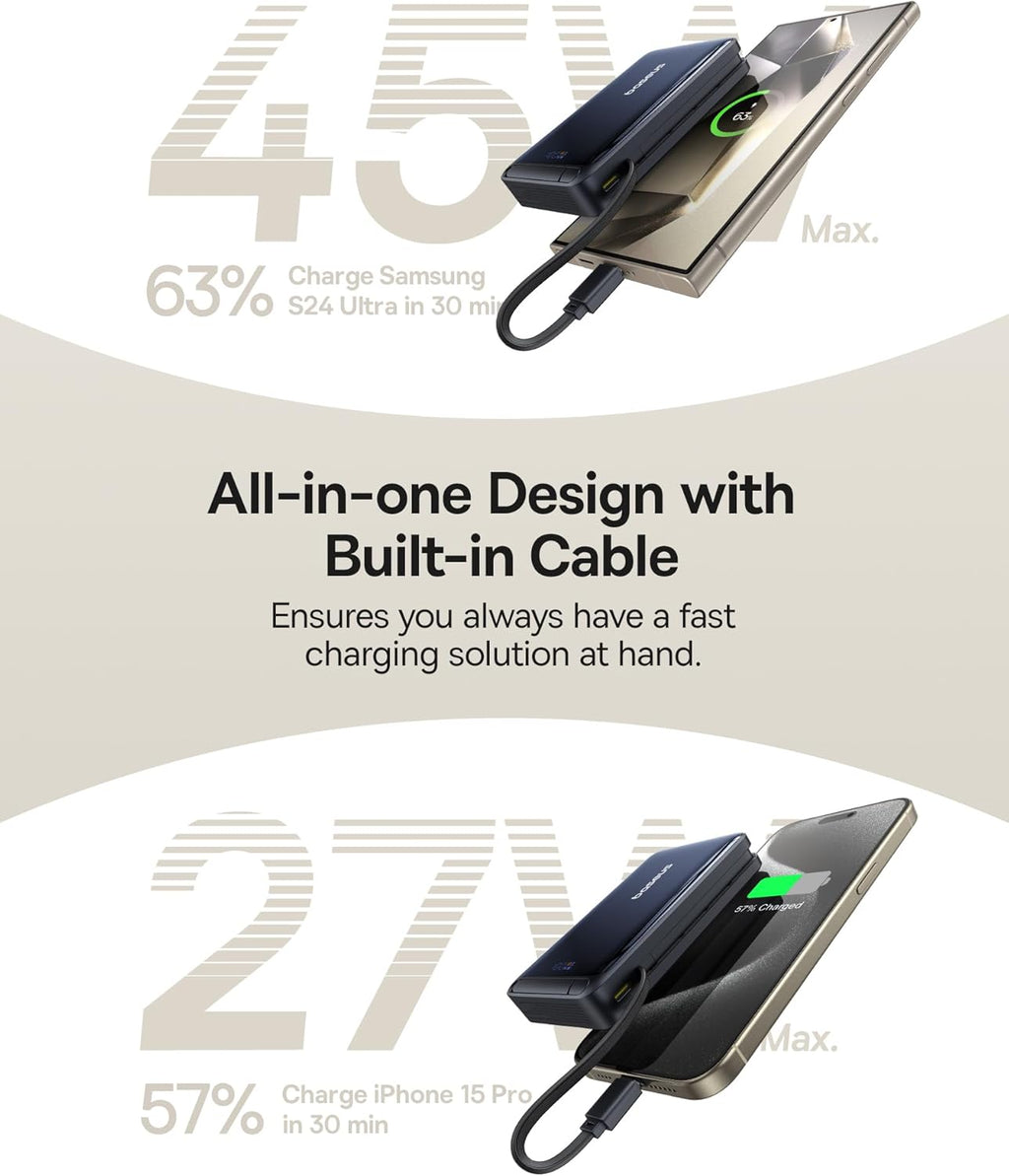 Baseus Powerbank Wireless 45W 10000mAh NOMOS Qi2-Stand Black