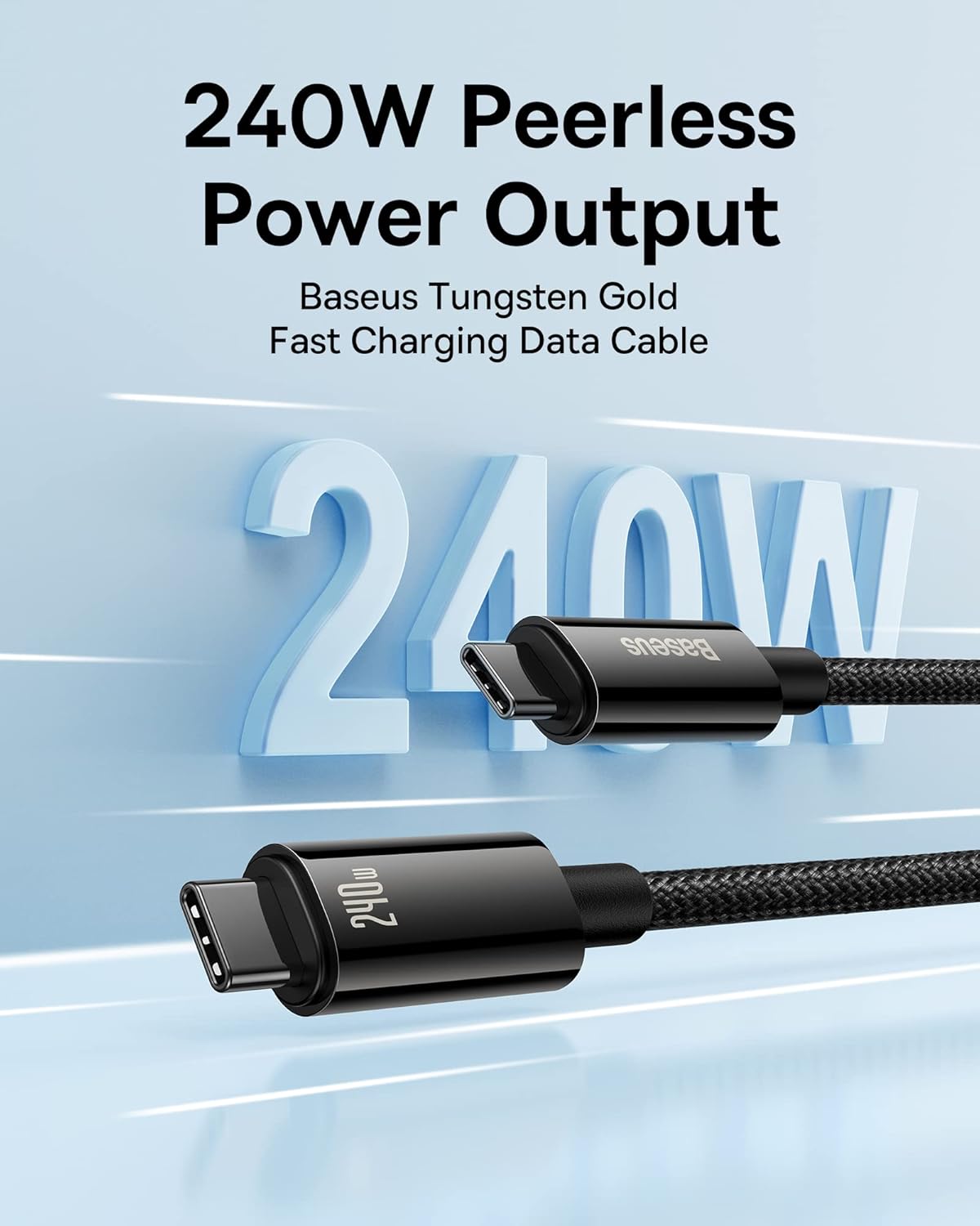 Baseus Cable USB-C to USB-C Tungsten Gold 240W 2.0m Blk