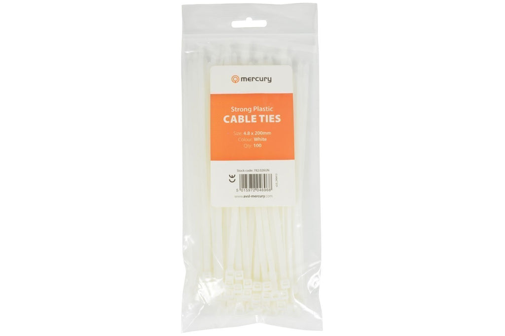 Mercury Cable Ties 4.8x200mm Clear 782.026UK 100pcs