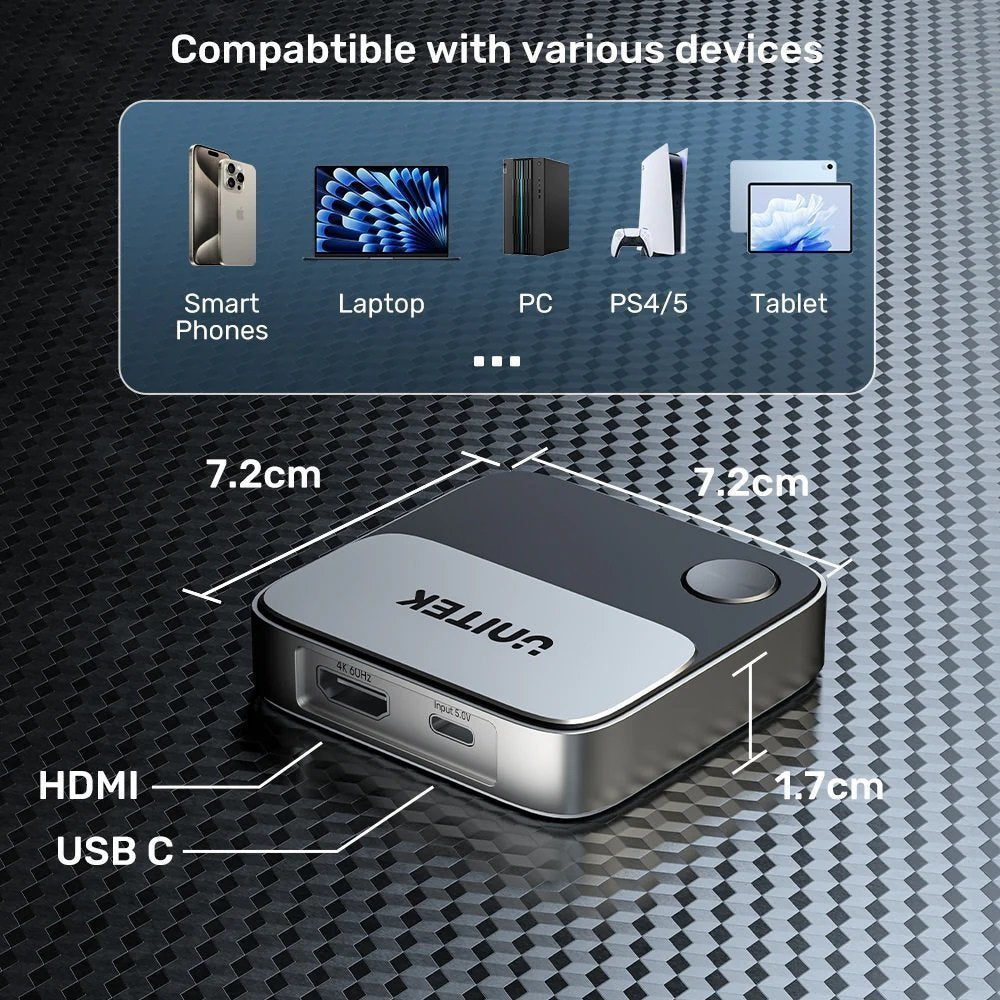 Unitek Wireless Screen Sharing Adapter Up to 25M Black