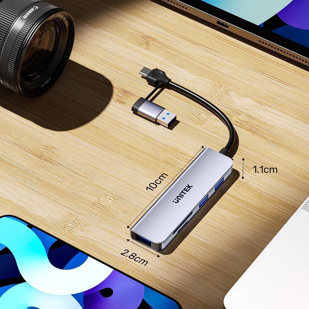 Unitek USB-C Hub 3xUSBA SD/Micro SD Card Reader H1320A