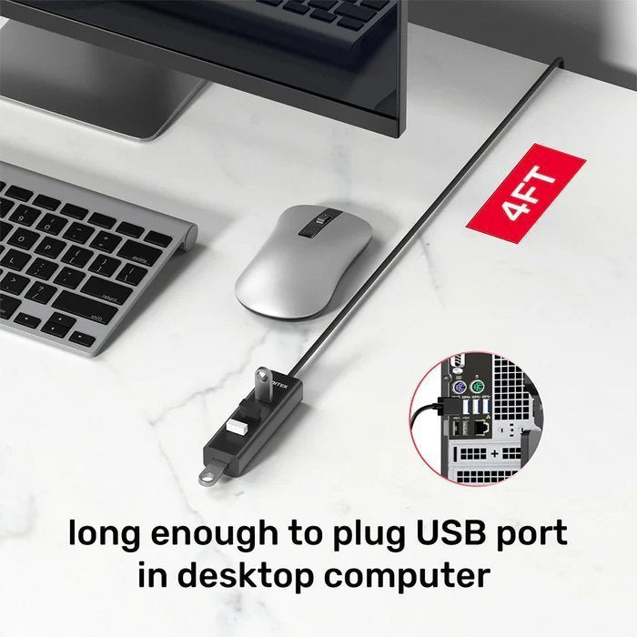 Unitek Y-3089 4x USB-A 3.0 Ports & 1x USB-C Power Port with 1.2m Cable